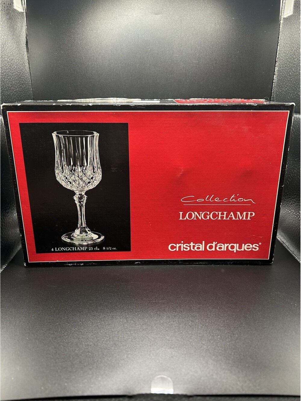 Vintage Set Of 4 NIB Cristal D'arques Longchamp 24% Lead Crystal 8.5oz Goblets